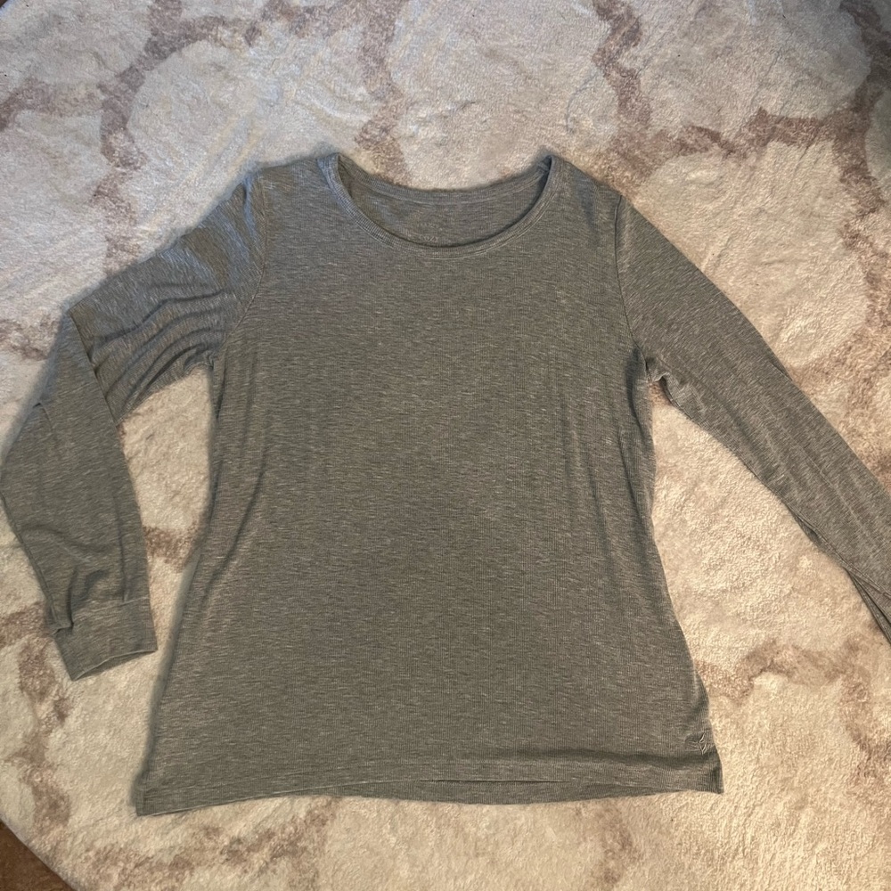 Ribbed Bamboo Gray Long Sleeve Top